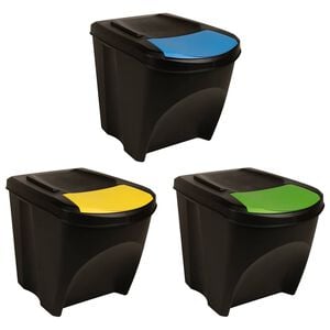 vidaXL Cestini per Rifiuti Impilabili 3 pz Antracite 75 L