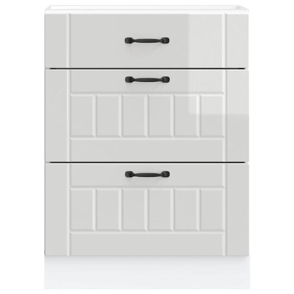 vidaXL Mobiletto da cucina "Lucca" Bianco lucido in legno ingegnerizzato