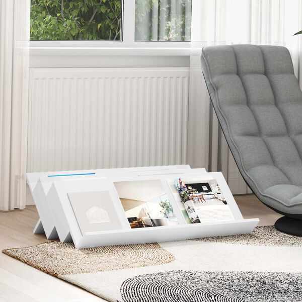 vidaXL Scaffale per riviste Bianco 90 x 53 x 28,5 cm Legno multistrato