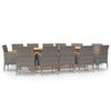 vidaXL Set da Pranzo per Giardino 13 pz con Cuscini Grigio