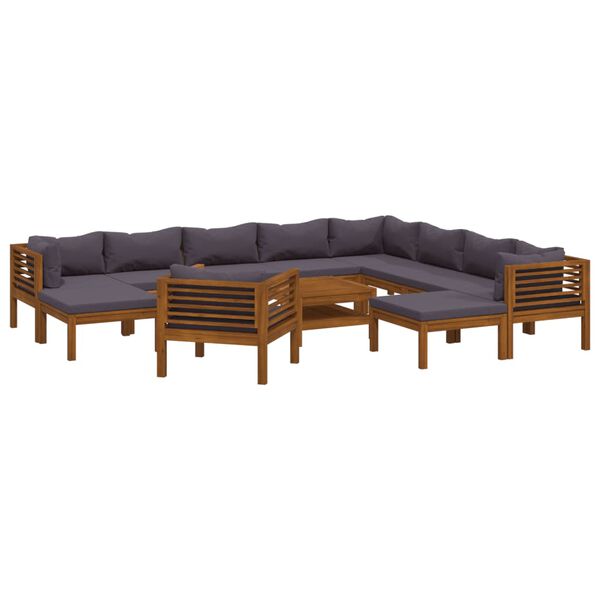 vidaXL Set Divani da Giardino 12 pz con Cuscini in Massello di Acacia