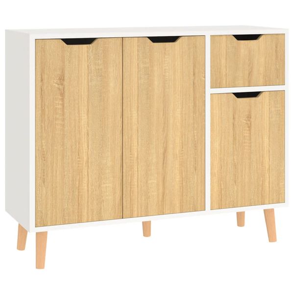 vidaXL Credenza Bianca e Rovere Sonoma 90x30x72cm in Legno Multistrato