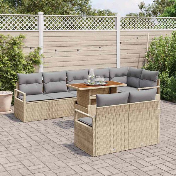 vidaXL Set Divano da Giardino con cuscino 9 pcs Beige e grigio
