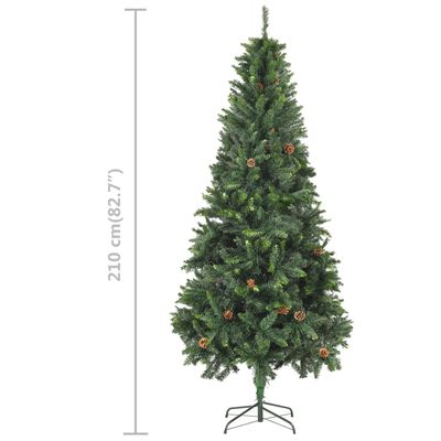vidaXL Albero di Natale Preilluminato con Palline e Pigne 210 cm