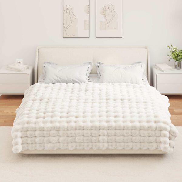 vidaXL Coperta in Pelliccia di Coniglio Finta Bianco 150 x 220 cm