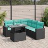 vidaXL Set Divano da Giardino 6 pz con Cuscini Nero Polyrattan Acacia