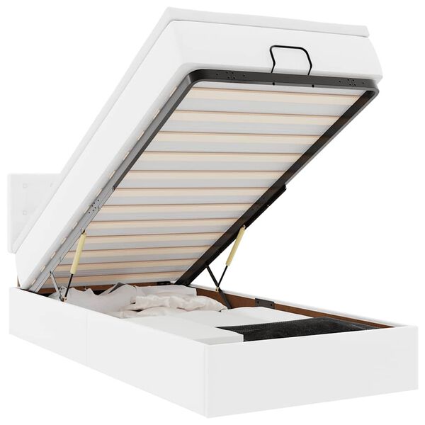 vidaXL Letto Pouf con Materasso Bianco 90x190 cm Similpelle