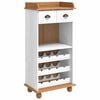vidaXL Mobile per vino ASKIM Bianco con Top al Miele 57 x 37 x 114 cm