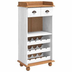 vidaXL Mobile per vino ASKIM Bianco con Top al Miele 57 x 37 x 114 cm