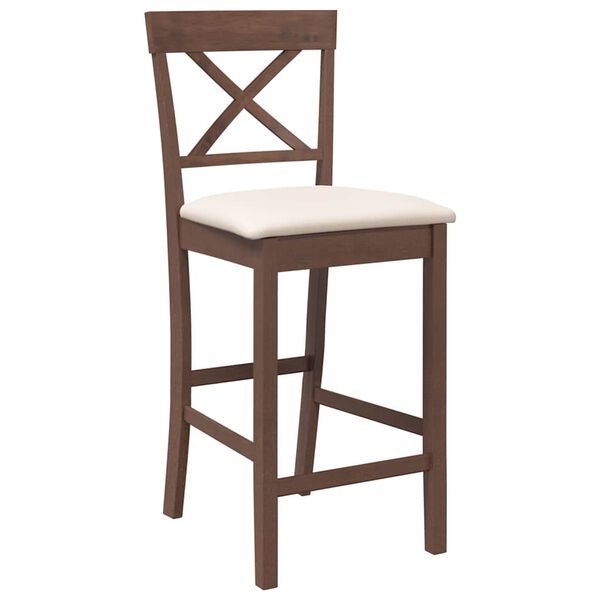 vidaXL Sgabelli da Bar con Cuscini 2pz Marrone Legno Massello di Hevea