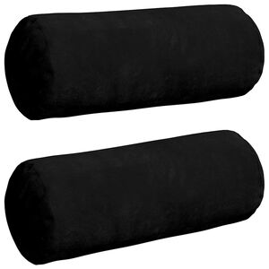 vidaXL Cuscini a rullo 2 pcs Nero &Oslash; 15 x 40 cm Tessuto in Microfibra