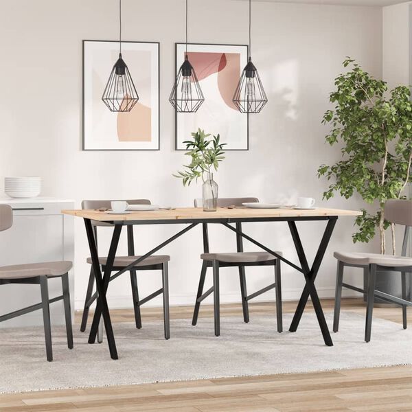 vidaXL Tavolo da Pranzo Telaio a X 160x80x75 cm Legno Pino e Acciaio