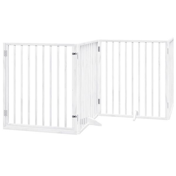 vidaXL Cancelletto per cani con porta pieghevole 4 pannelli bianco 320 cm in legno di pioppo