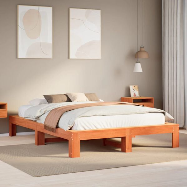 vidaXL Letto senza Materasso Marrone Cera 150x200 cm in Legno di Pino
