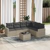 vidaXL Set Divani da Giardino 7pz con Cuscini Grigio Chiaro Polyrattan