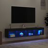 vidaXL Mobili Porta TV con Luci LED 2 pz Neri 80x30x30 cm