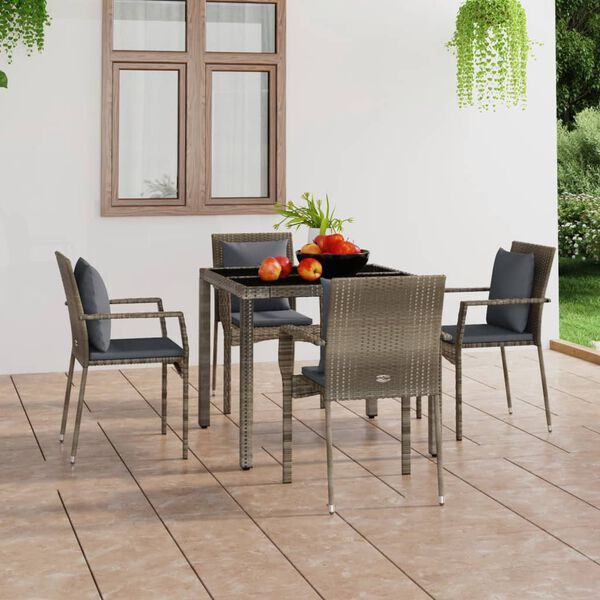 vidaXL Sedie da Giardino con Cuscini 4 pz in Polyrattan Grigie