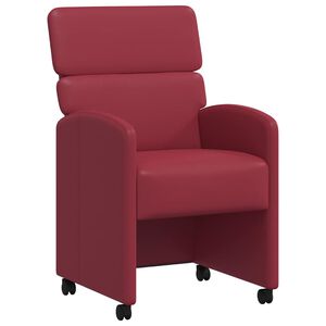 vidaXL Sedie da Pranzo con Ruote 2 pz Pelle sintetica Rosso vino