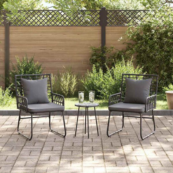 vidaXL Set da Pranzo per Giardino 3 pcs Nero e antracite