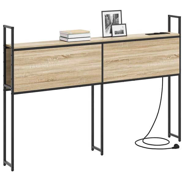 vidaXL Testiera con Stazione di Carica e Storage rovere sonoma