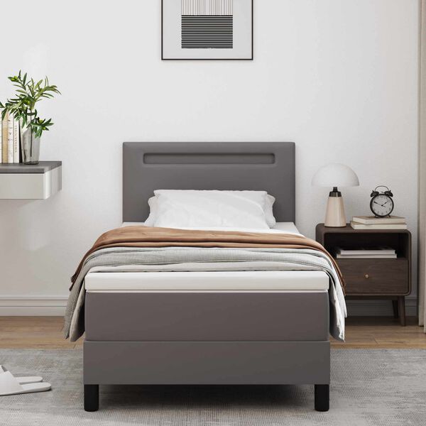 vidaXL Letto a molle con materasso Grigio 90 x 200 cm Pelle sintetica
