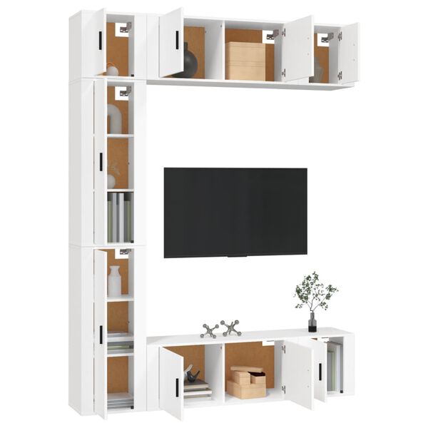 vidaXL Set di Mobili Porta TV 7 pz Bianco in Legno Multistrato