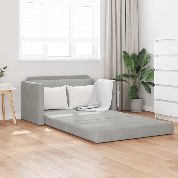 vidaXL Divano letto 110cm Grigio chiaro Velluto