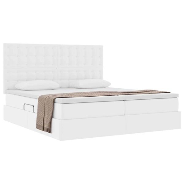 vidaXL Letto con contenitore e materasso Bianco Puro 180 x 200 cm