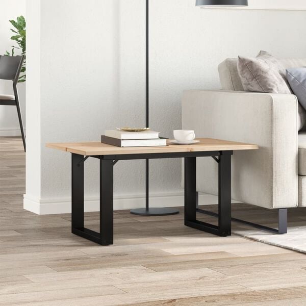 vidaXL Tavolino da Salotto Telaio a O 80x50x40cm Legno Pino e Acciaio