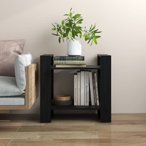 vidaXL Libreria/Divisorio Nero 60x35x57 cm in Legno Massello di Pino