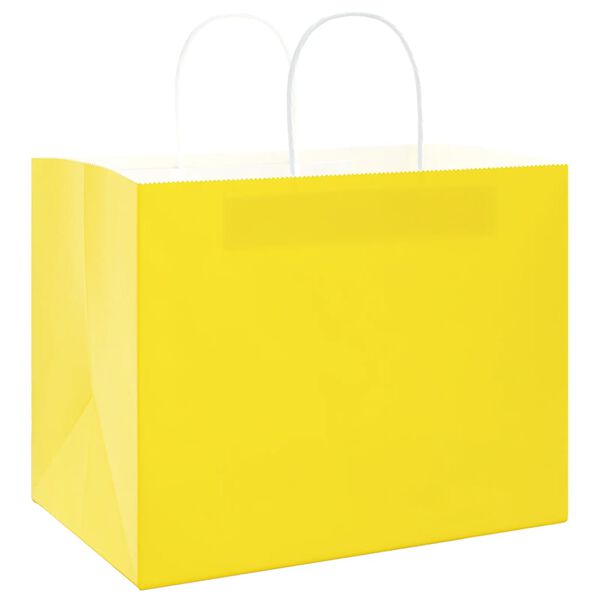 vidaXL Sacchetti di Carta 50 pz con Manici Gialli 32x22x24 cm