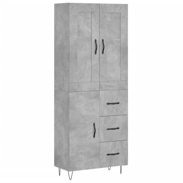 vidaXL Credenza Grigio Cemento 69,5x34x180 cm in Legno Multistrato