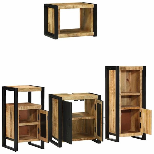 vidaXL Set di mobili per il bagno 4 pcs Legno di mango massello