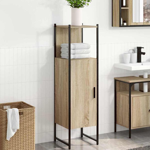 vidaXL Mobile da Bagno Beige 33 x 33 x 120,5 cm Legno multistrato