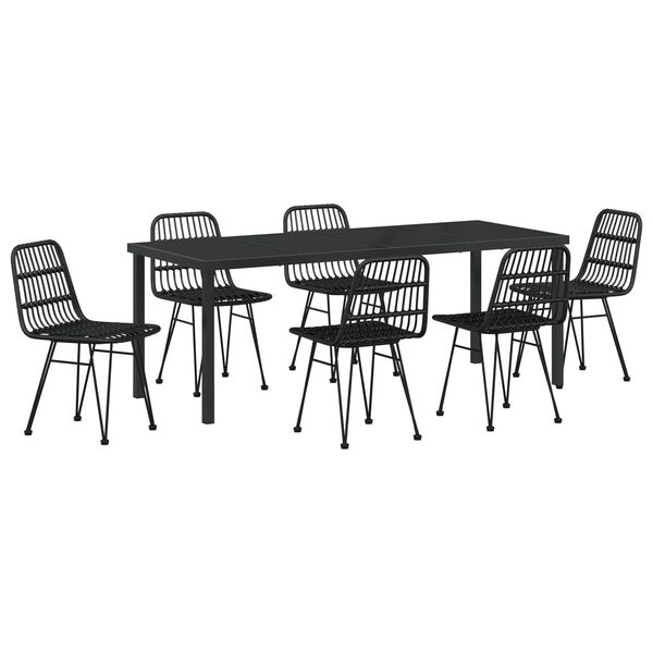 vidaXL Set da Pranzo per Giardino 7 pcs Nero