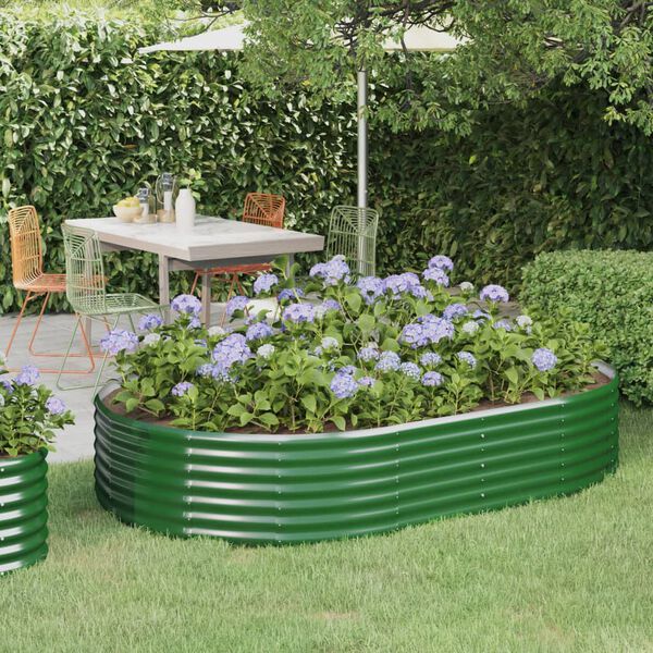 vidaXL Letto Giardino Acciaio Zincato 214x140x36 cm Verde
