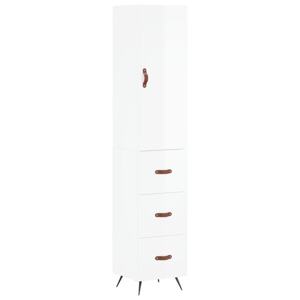 vidaXL Credenza 34,5x34x180 cm in Legno Multistrato Bianco Lucido
