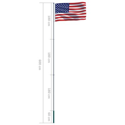 vidaXL Bandiera degli Stati Uniti con Pennone in Alluminio 6 m