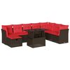 vidaXL Set Divani da Giardino 9 pz con Cuscini Marrone in Polyrattan