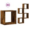 vidaXL Scaffali da parete 4 pcs Marrone 26 x 15 x 26 cm