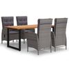 vidaXL Set da Pranzo per Giardino 5 pz con Cuscini Polyrattan Grigio