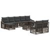 vidaXL Set Divano da Giardino Regolabile 10 pcs Grigio polyrattan