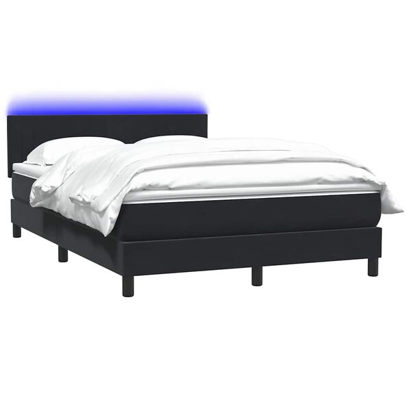 vidaXL Letto a Molle con Materasso e LED Nero 160x210 cm in Velluto