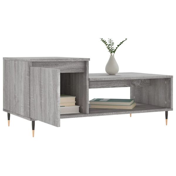 vidaXL Tavolino da Salotto grigio sonoma 100x50x45cm Legno Multistrato