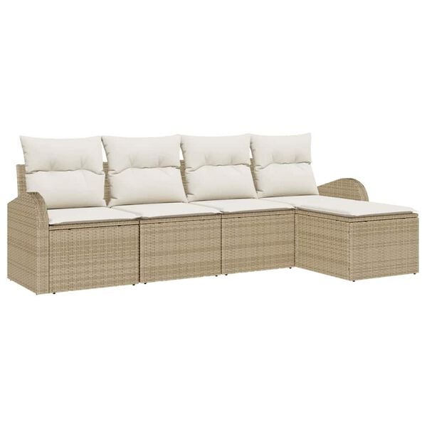 vidaXL Set Divano da Giardino Beige polyrattan