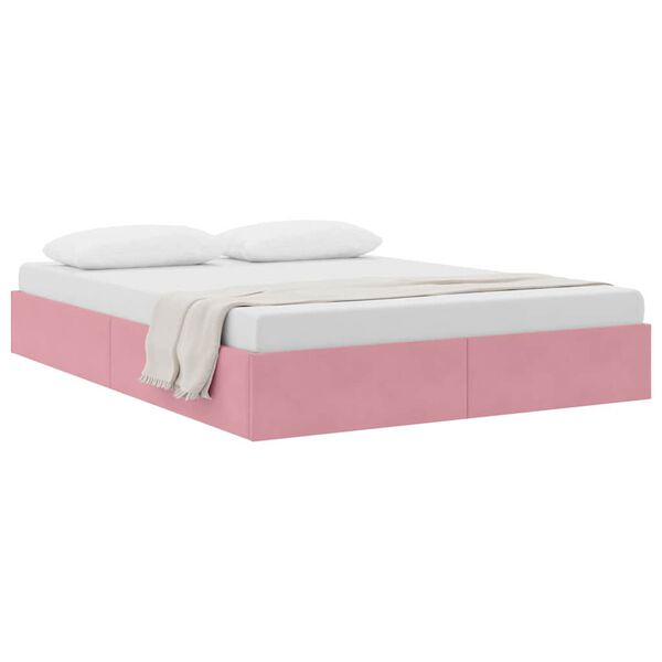 vidaXL Letto con Contenitore con materasso Rosa 140 x 190 cm Velluto