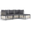 vidaXL Set Divani da Giardino 4 pz con Cuscini Antracite in Polyrattan