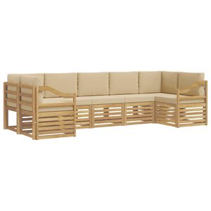 vidaXL Set di divani da esterno 7 pz Bianco e Beige Poliestere