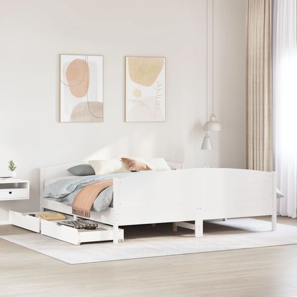 vidaXL Letto senza Materasso Bianco 160x200 cm Legno Massello di Pino