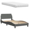 vidaXL Letto con Materasso Hanko Grigio Scuro 100x200 cm in Tessuto